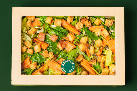 Zoete aardappel en linzen salade